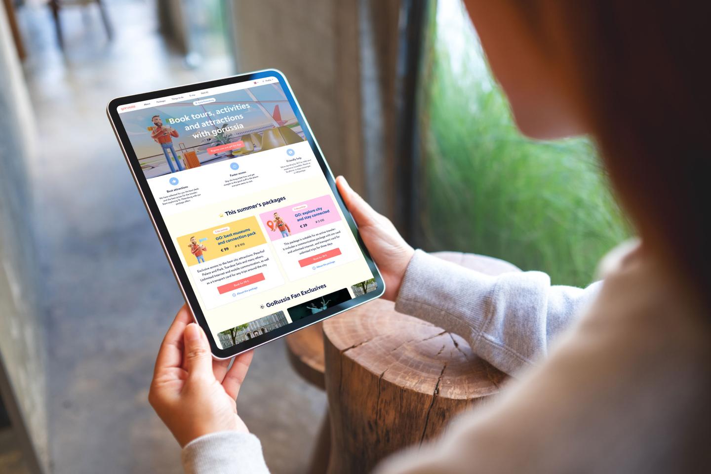 GoRussia mobile application screens from the original project portfolio